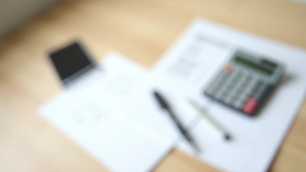 Calculatrice moderne avec bloc-notes montrant des calculs budgétaires et des chiffres sur un bureau en bois clair